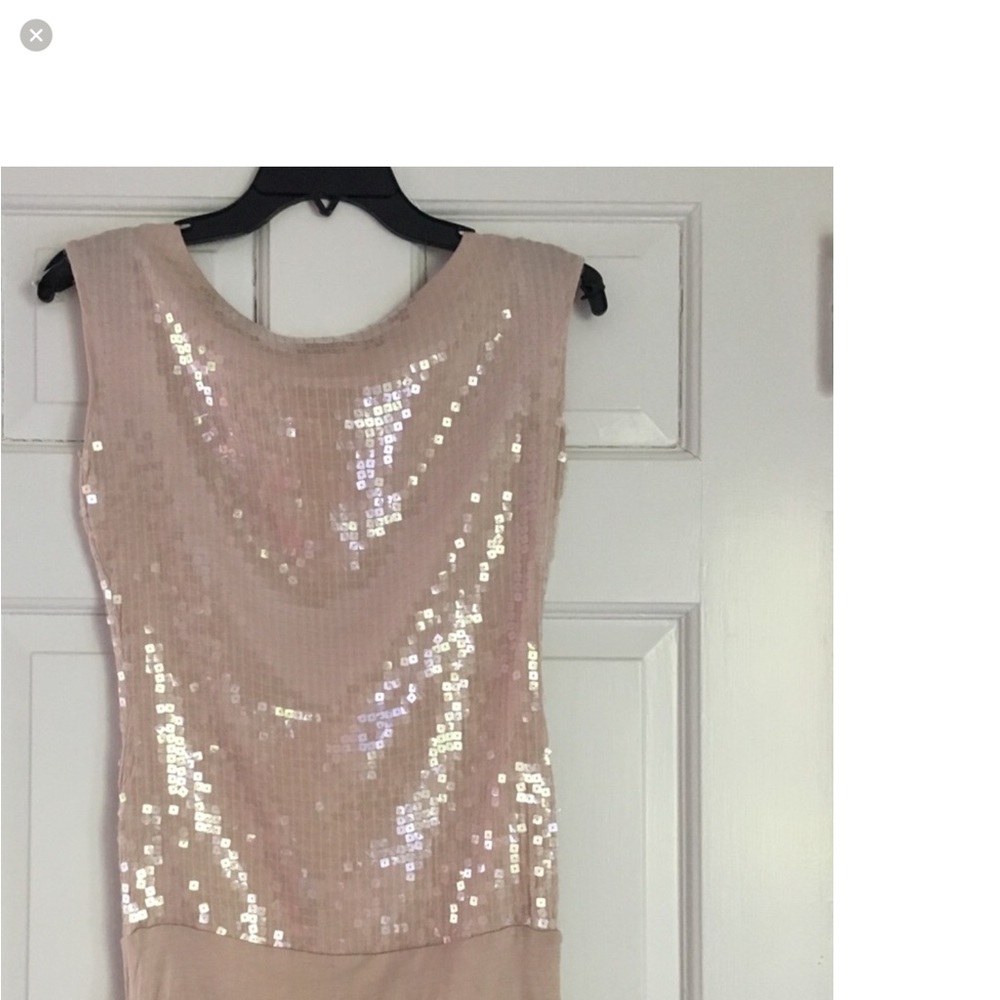 Cache sleeveless pink sequin top. Size Medium.  Clear sequins. Blush pink.